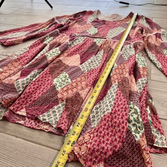 Nanette Lepore Womens Multicolor Patchwork Long Sleeve Boho Dress Size 10 - Picture 4 of 8